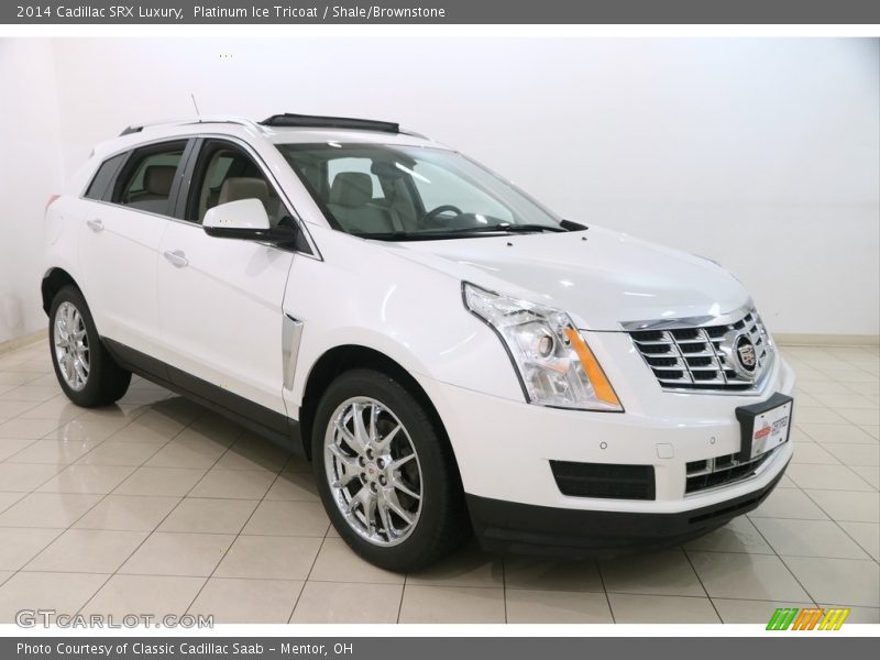 Platinum Ice Tricoat / Shale/Brownstone 2014 Cadillac SRX Luxury