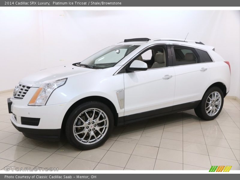 Platinum Ice Tricoat / Shale/Brownstone 2014 Cadillac SRX Luxury