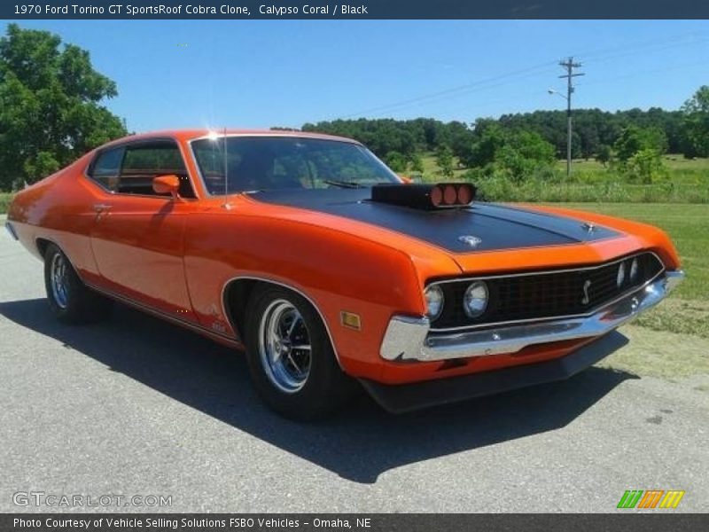 Calypso Coral / Black 1970 Ford Torino GT SportsRoof Cobra Clone