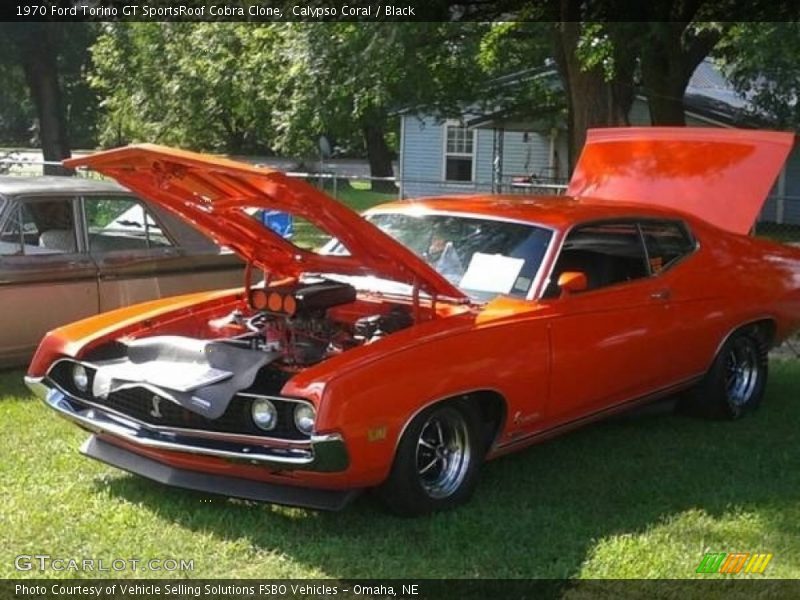 Calypso Coral / Black 1970 Ford Torino GT SportsRoof Cobra Clone