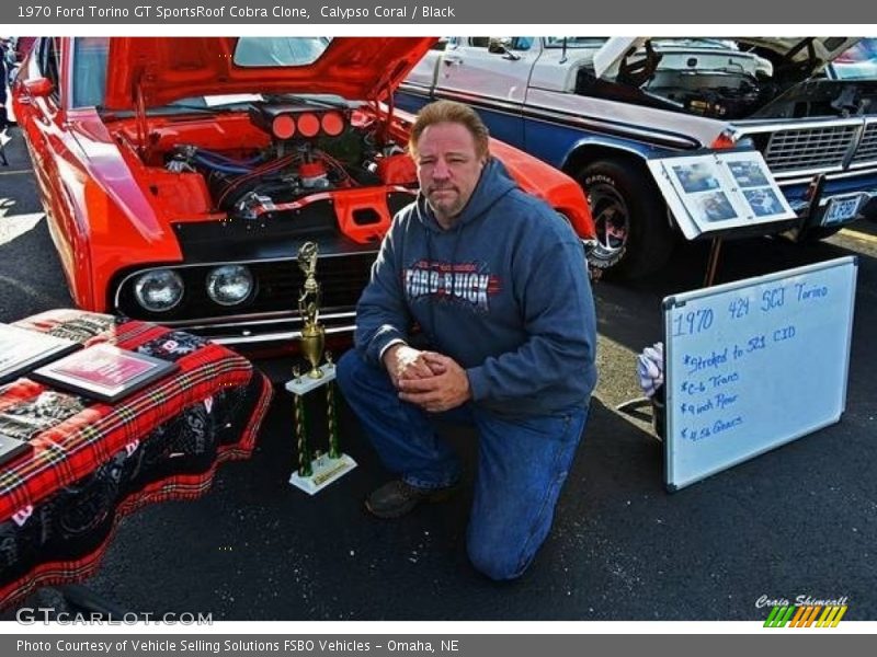 Calypso Coral / Black 1970 Ford Torino GT SportsRoof Cobra Clone