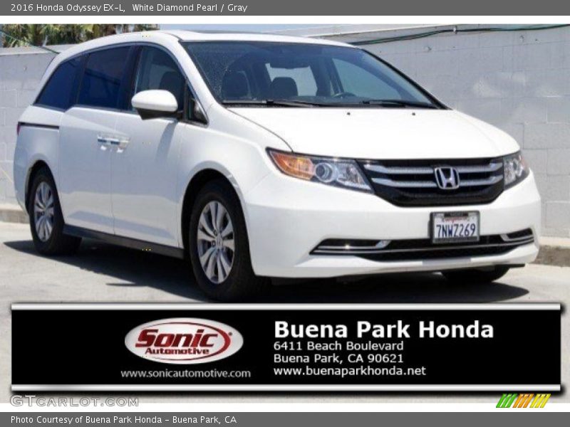 White Diamond Pearl / Gray 2016 Honda Odyssey EX-L