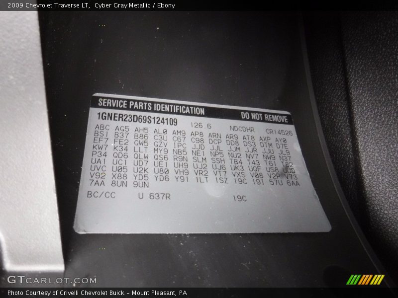Cyber Gray Metallic / Ebony 2009 Chevrolet Traverse LT