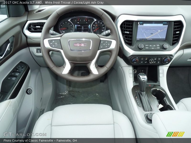 White Frost Tricoat / Cocoa/Light Ash Gray 2017 GMC Acadia SLT AWD
