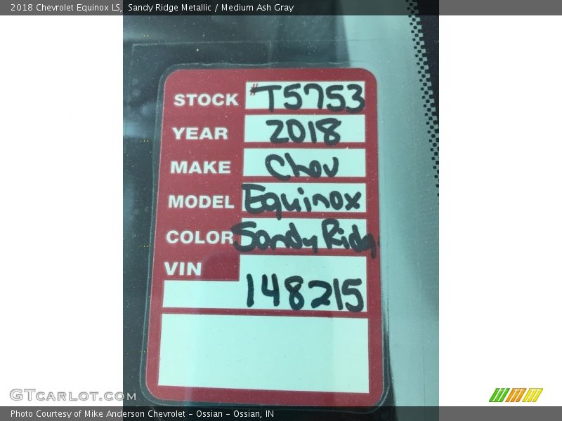 Sandy Ridge Metallic / Medium Ash Gray 2018 Chevrolet Equinox LS