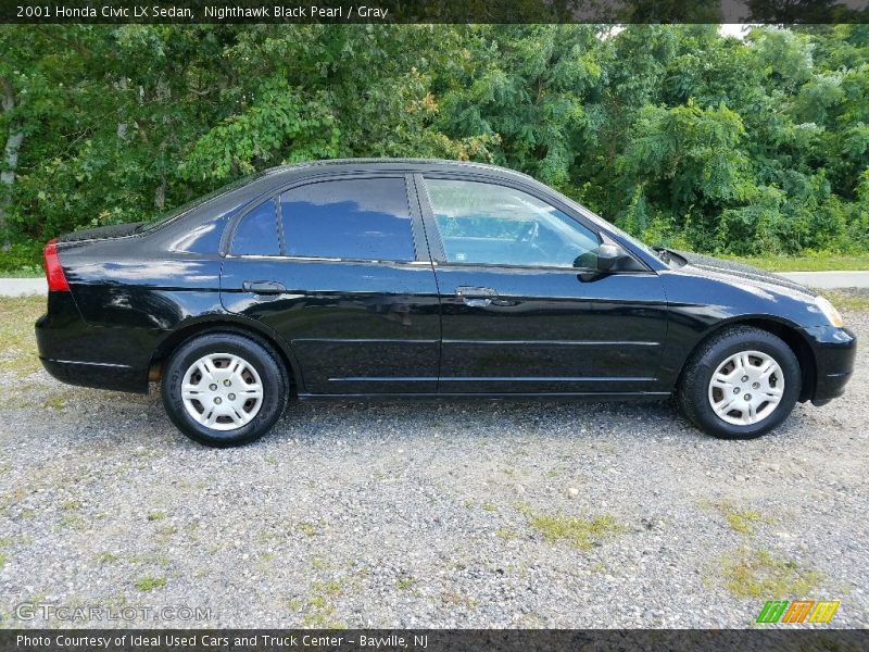 Nighthawk Black Pearl / Gray 2001 Honda Civic LX Sedan