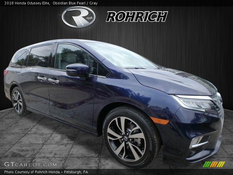 Obsidian Blue Pearl / Gray 2018 Honda Odyssey Elite