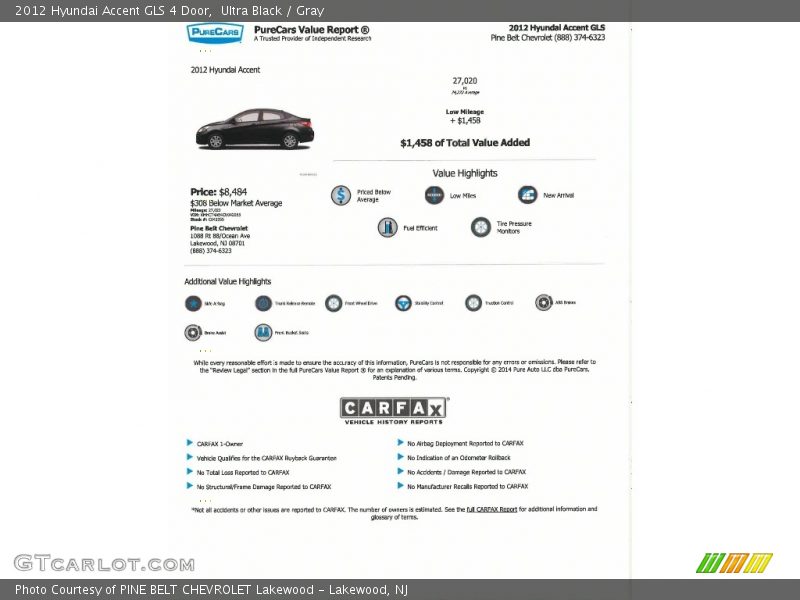 Ultra Black / Gray 2012 Hyundai Accent GLS 4 Door