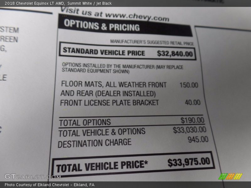 Summit White / Jet Black 2018 Chevrolet Equinox LT AWD