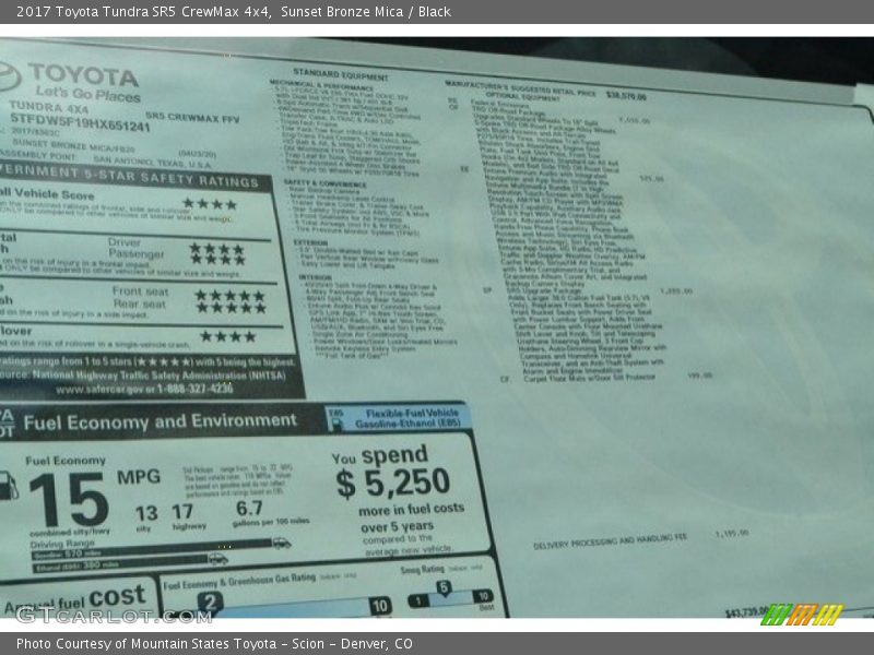 Sunset Bronze Mica / Black 2017 Toyota Tundra SR5 CrewMax 4x4