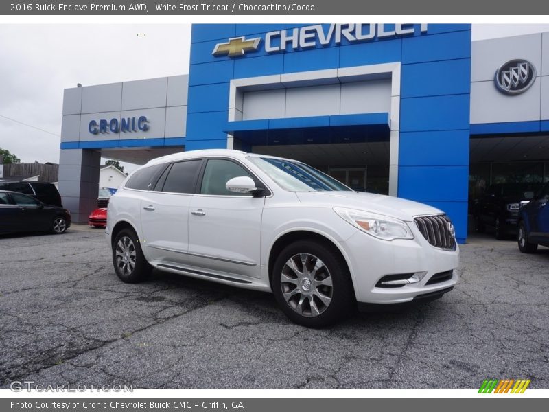 White Frost Tricoat / Choccachino/Cocoa 2016 Buick Enclave Premium AWD