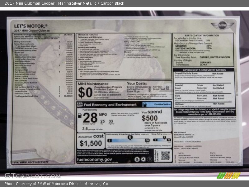Melting Silver Metallic / Carbon Black 2017 Mini Clubman Cooper