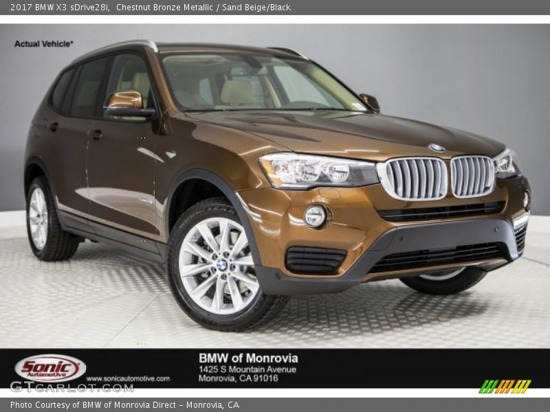 Chestnut Bronze Metallic / Sand Beige/Black 2017 BMW X3 sDrive28i