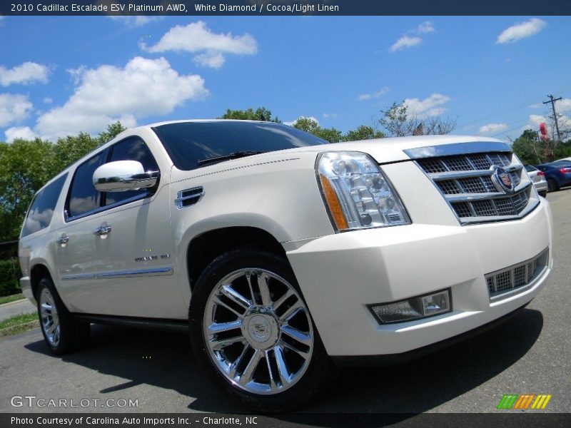 White Diamond / Cocoa/Light Linen 2010 Cadillac Escalade ESV Platinum AWD