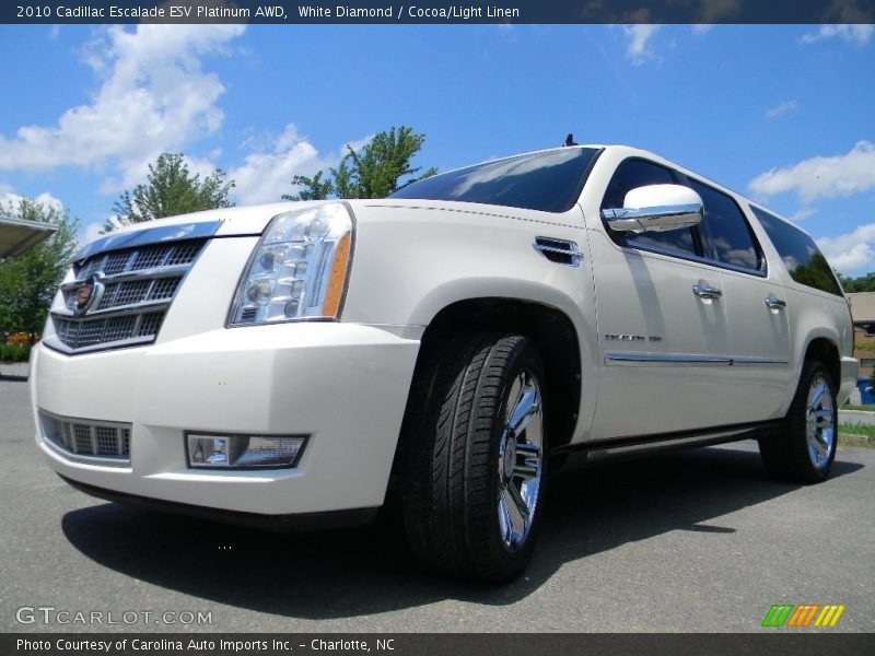 White Diamond / Cocoa/Light Linen 2010 Cadillac Escalade ESV Platinum AWD