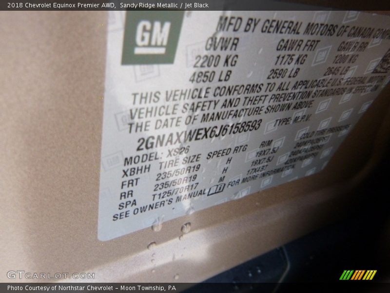 Sandy Ridge Metallic / Jet Black 2018 Chevrolet Equinox Premier AWD