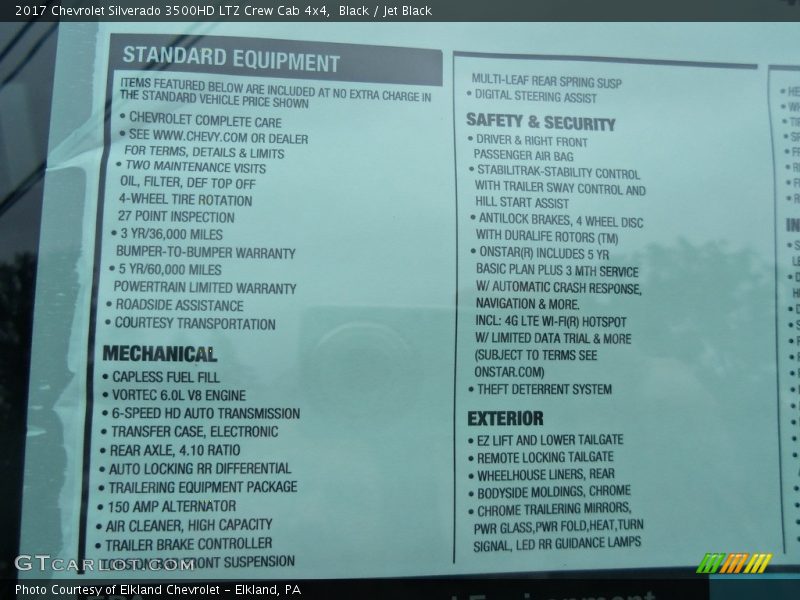  2017 Silverado 3500HD LTZ Crew Cab 4x4 Window Sticker