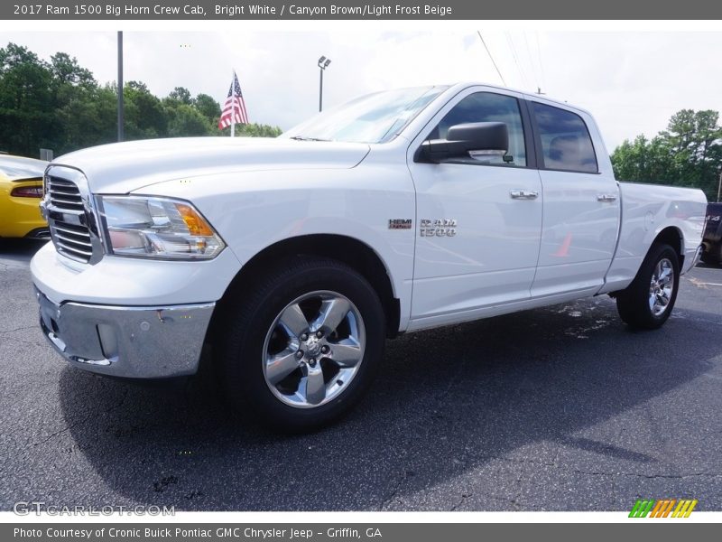Bright White / Canyon Brown/Light Frost Beige 2017 Ram 1500 Big Horn Crew Cab