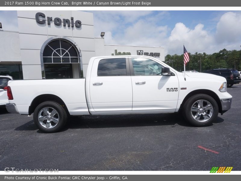 Bright White / Canyon Brown/Light Frost Beige 2017 Ram 1500 Big Horn Crew Cab