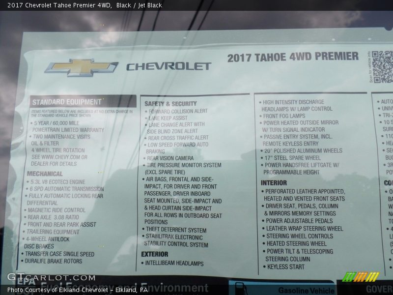 Black / Jet Black 2017 Chevrolet Tahoe Premier 4WD