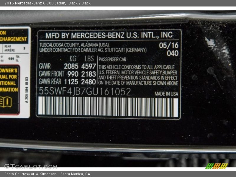 Black / Black 2016 Mercedes-Benz C 300 Sedan
