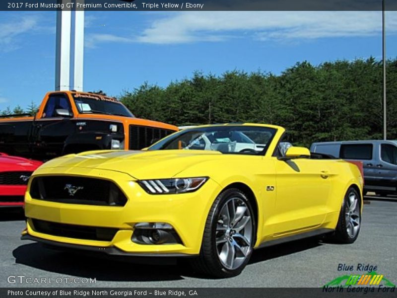 Triple Yellow / Ebony 2017 Ford Mustang GT Premium Convertible