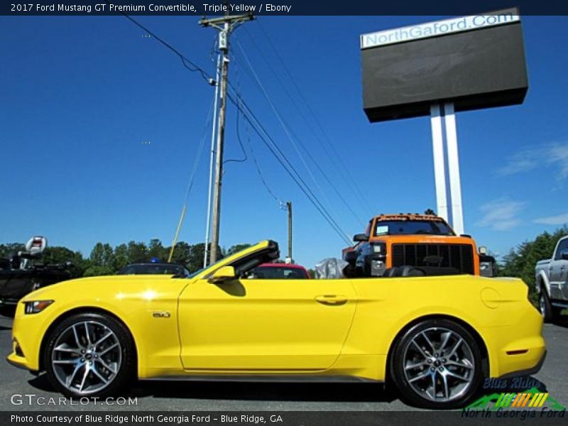 Triple Yellow / Ebony 2017 Ford Mustang GT Premium Convertible