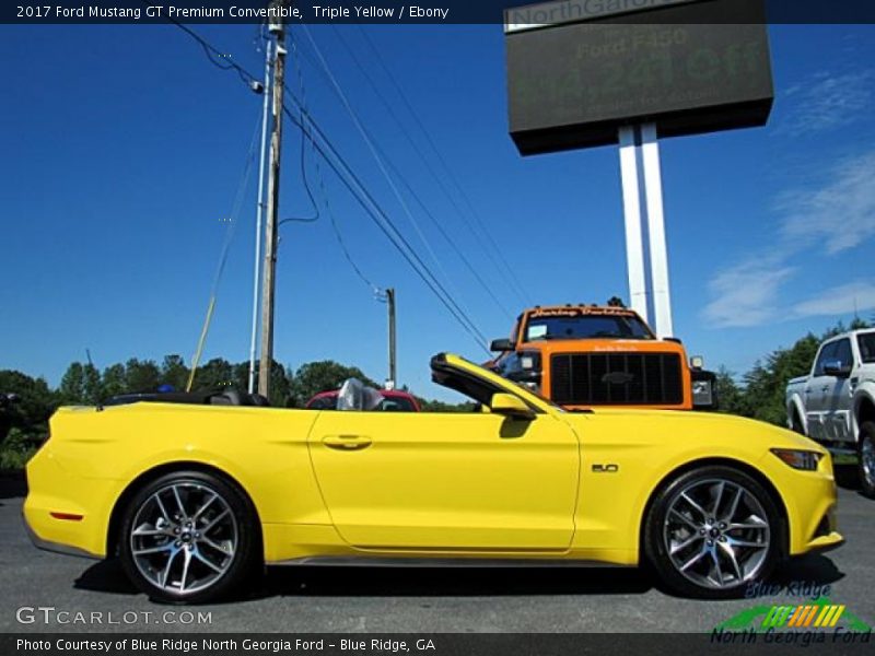 Triple Yellow / Ebony 2017 Ford Mustang GT Premium Convertible