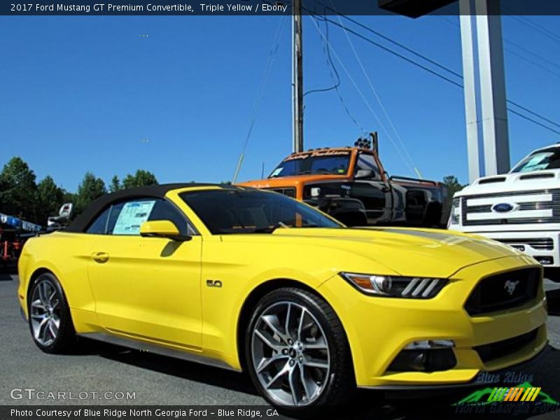 Triple Yellow / Ebony 2017 Ford Mustang GT Premium Convertible