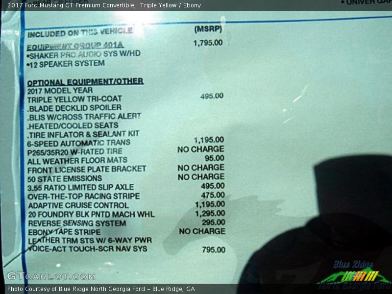 Triple Yellow / Ebony 2017 Ford Mustang GT Premium Convertible