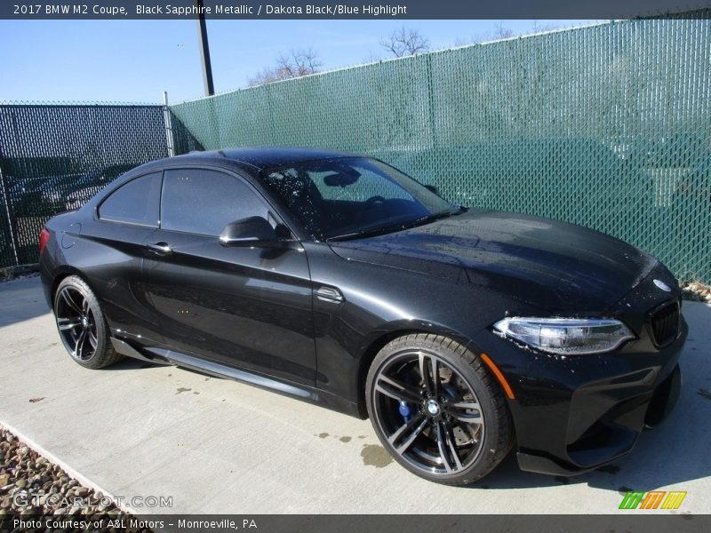 Black Sapphire Metallic / Dakota Black/Blue Highlight 2017 BMW M2 Coupe
