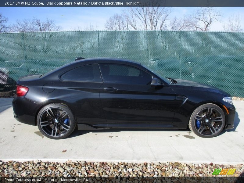 Black Sapphire Metallic / Dakota Black/Blue Highlight 2017 BMW M2 Coupe