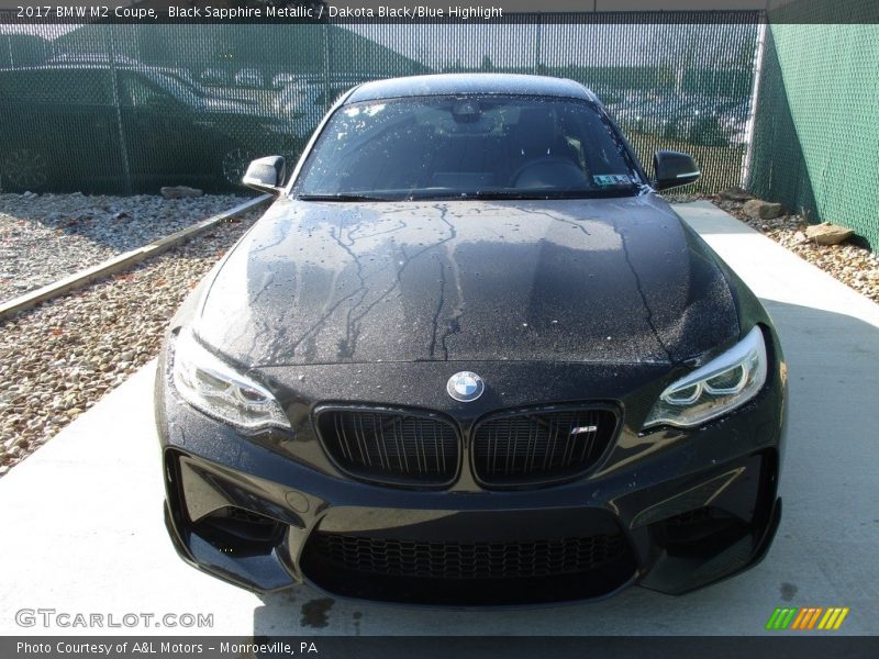 Black Sapphire Metallic / Dakota Black/Blue Highlight 2017 BMW M2 Coupe