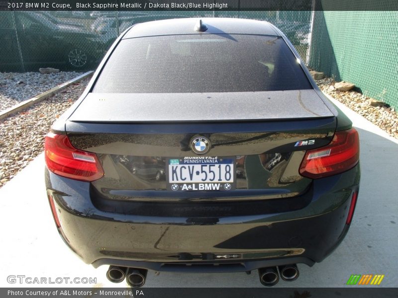 Black Sapphire Metallic / Dakota Black/Blue Highlight 2017 BMW M2 Coupe