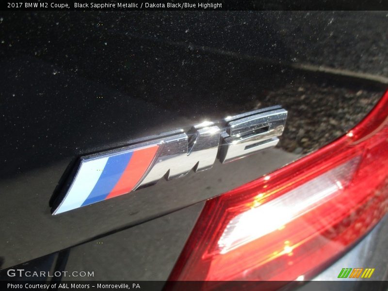 Black Sapphire Metallic / Dakota Black/Blue Highlight 2017 BMW M2 Coupe