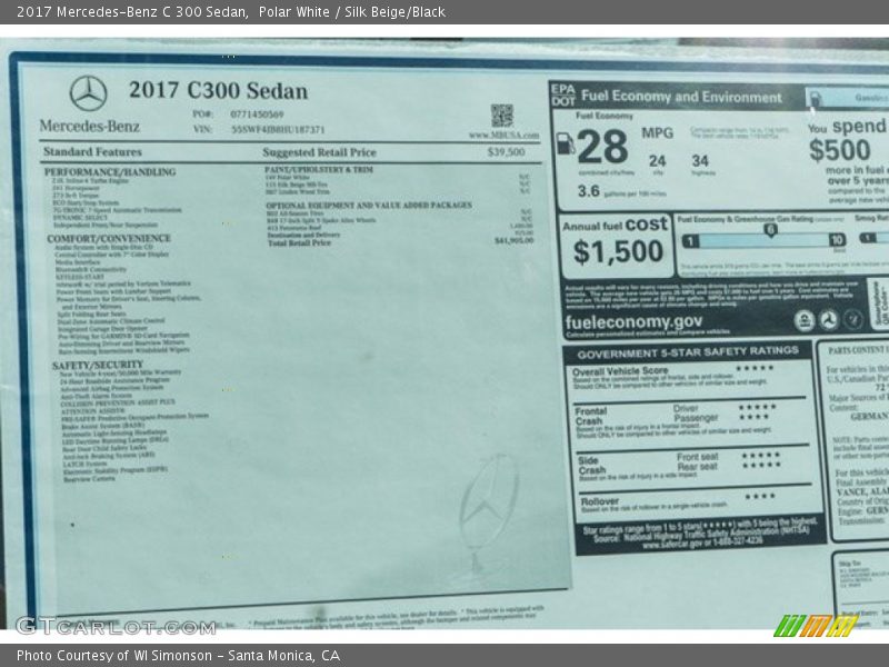 Polar White / Silk Beige/Black 2017 Mercedes-Benz C 300 Sedan