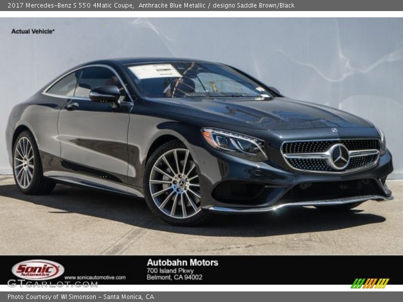 Anthracite Blue Metallic / designo Saddle Brown/Black 2017 Mercedes-Benz S 550 4Matic Coupe