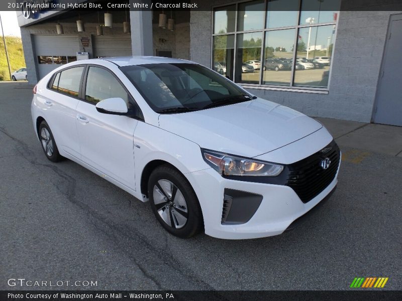 Ceramic White / Charcoal Black 2017 Hyundai Ioniq Hybrid Blue