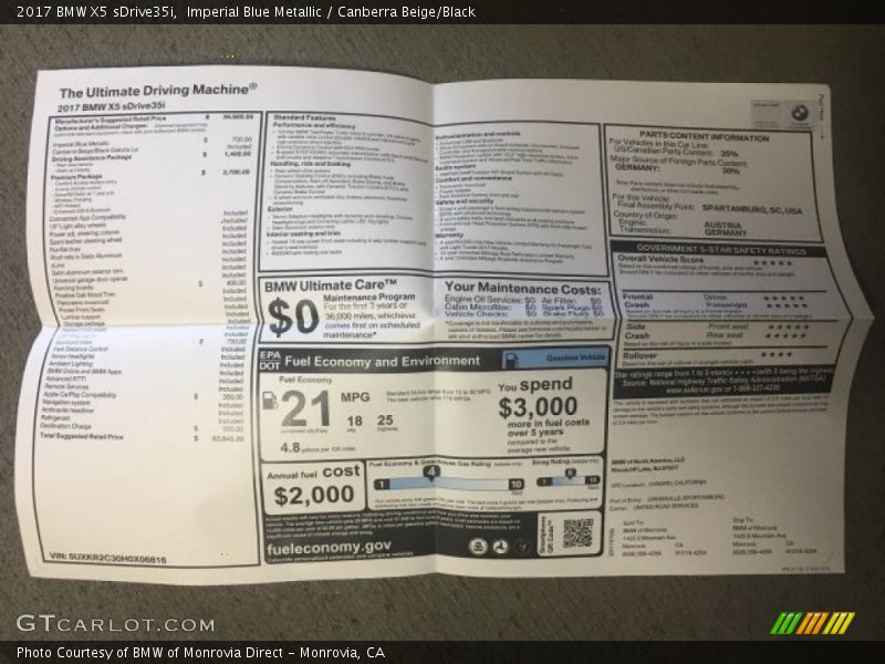 Imperial Blue Metallic / Canberra Beige/Black 2017 BMW X5 sDrive35i