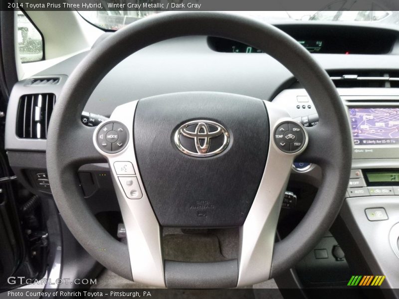 Winter Gray Metallic / Dark Gray 2014 Toyota Prius Three Hybrid