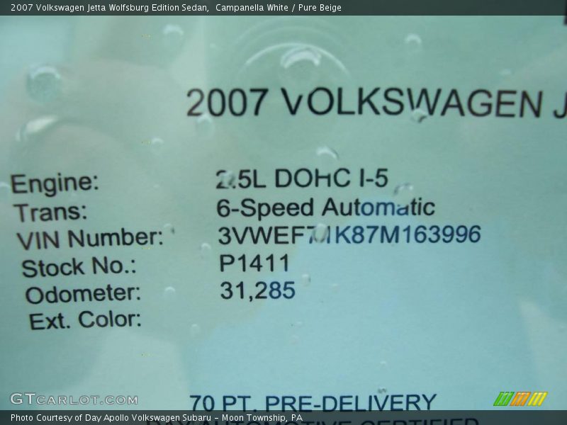 Campanella White / Pure Beige 2007 Volkswagen Jetta Wolfsburg Edition Sedan