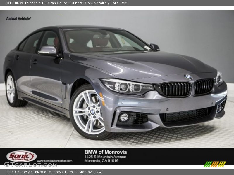 Mineral Grey Metallic / Coral Red 2018 BMW 4 Series 440i Gran Coupe