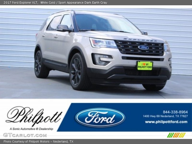 White Gold / Sport Appearance Dark Earth Gray 2017 Ford Explorer XLT