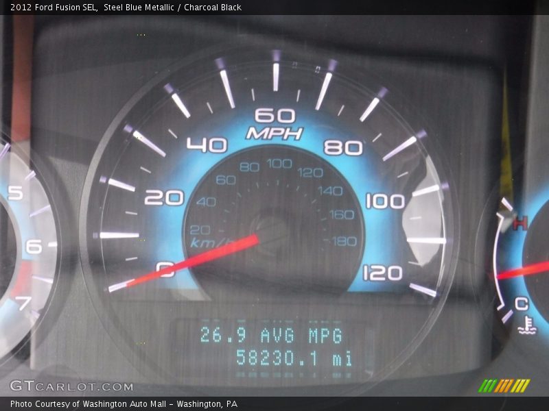 Steel Blue Metallic / Charcoal Black 2012 Ford Fusion SEL