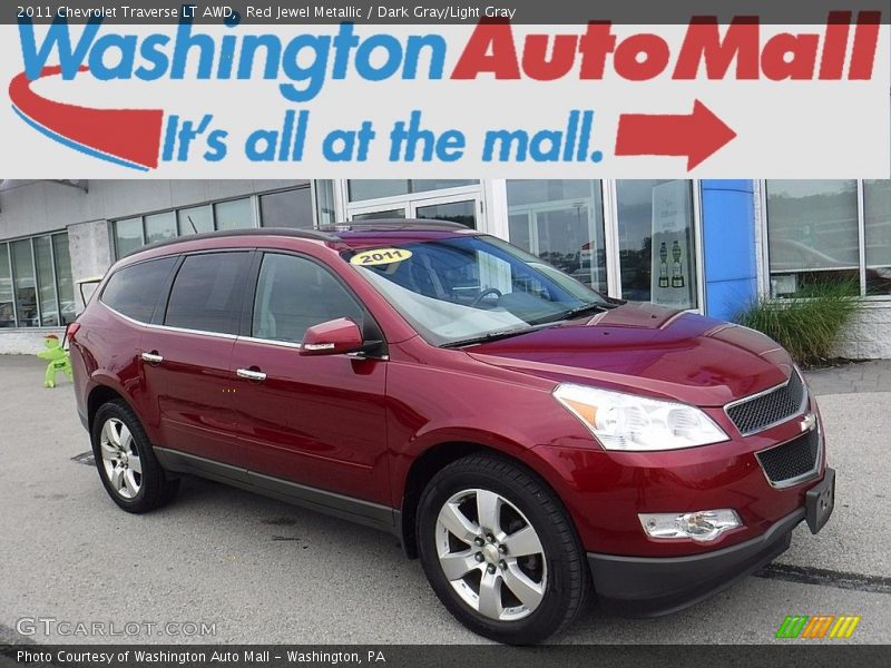 Red Jewel Metallic / Dark Gray/Light Gray 2011 Chevrolet Traverse LT AWD