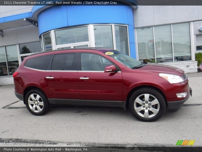 Red Jewel Metallic / Dark Gray/Light Gray 2011 Chevrolet Traverse LT AWD