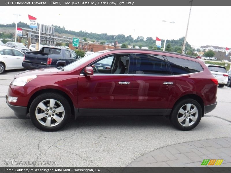 Red Jewel Metallic / Dark Gray/Light Gray 2011 Chevrolet Traverse LT AWD