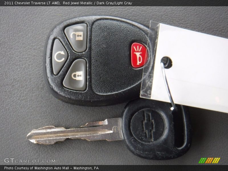 Red Jewel Metallic / Dark Gray/Light Gray 2011 Chevrolet Traverse LT AWD