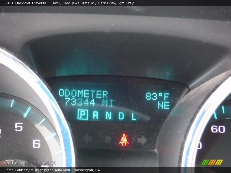 Red Jewel Metallic / Dark Gray/Light Gray 2011 Chevrolet Traverse LT AWD