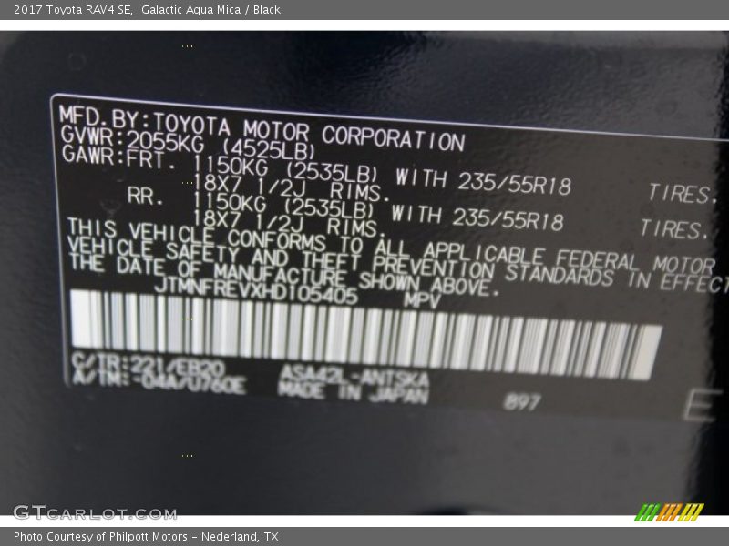 Galactic Aqua Mica / Black 2017 Toyota RAV4 SE